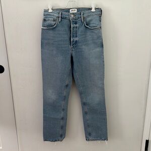 AGOLDE Riley Crop: High Rise Straight Crop Stretch Jeans